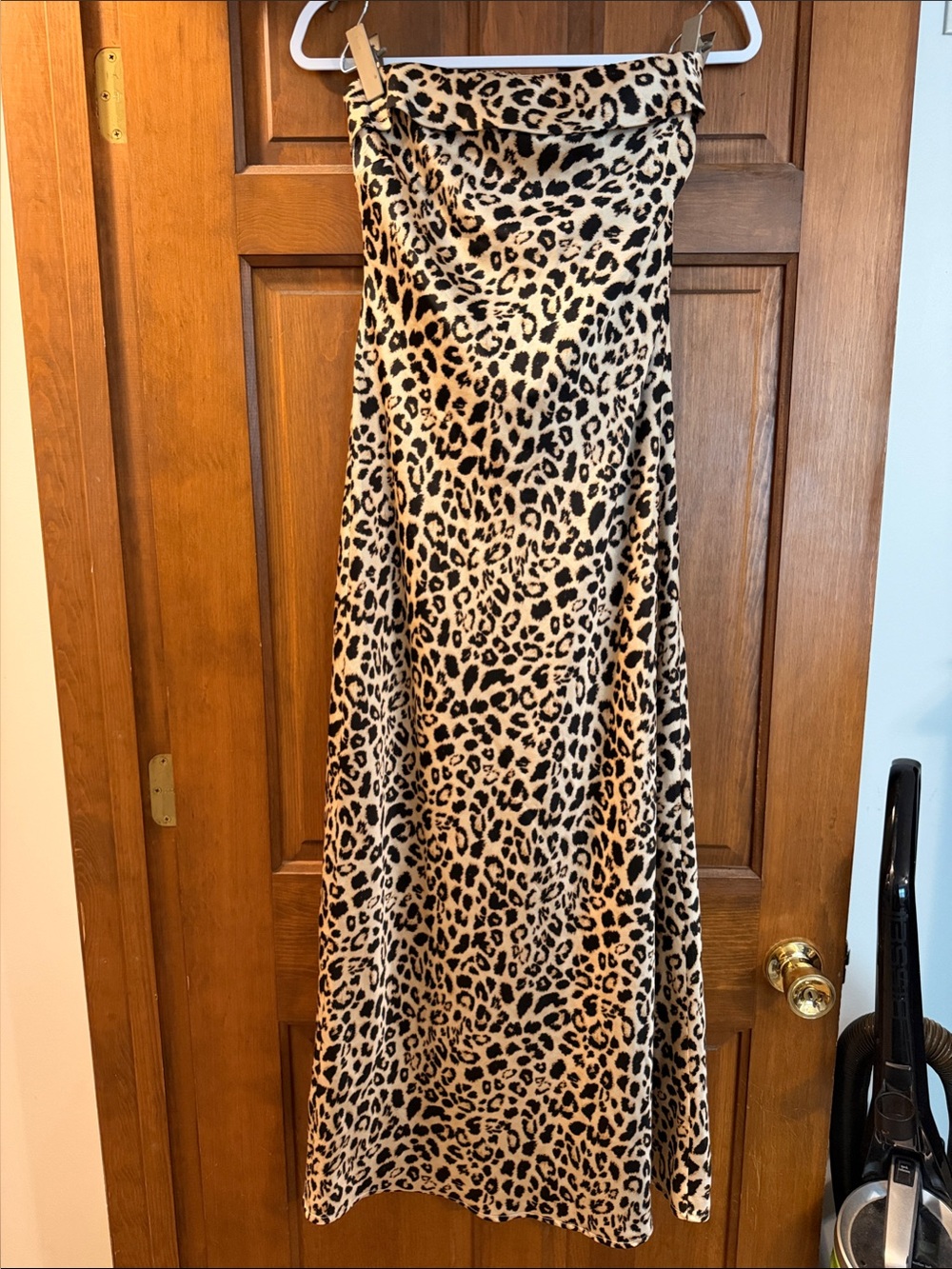 Sincerely Jules Strapless Leopard Print Maxi Dress in Tan and Black
